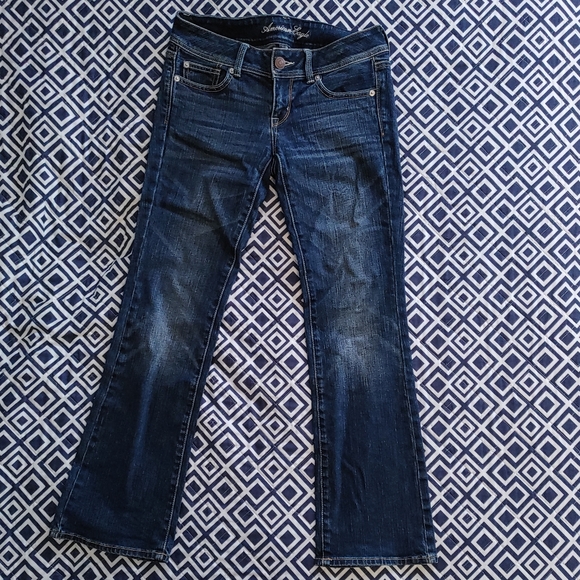 AEO Dark Slim Boot Cut Stretch Jean 2 Short - Picture 2 of 9